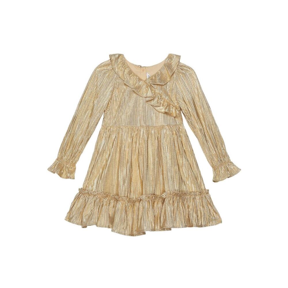 Janie and Jack Metallic Plisse Faux Wrap Dress Size 5